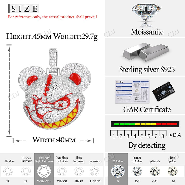 Cartoon Shape Hip Hop Moissanite Diamond Pendant customdiamjewel