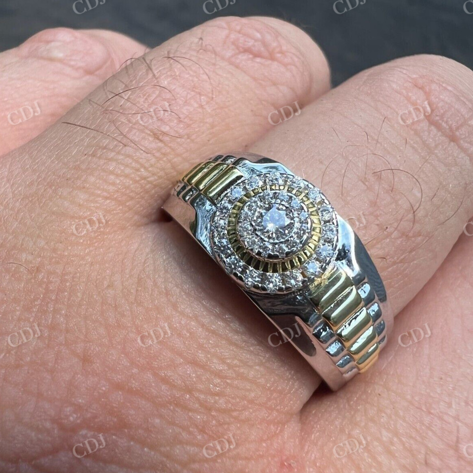 Iced Out Diamond Two Tone Round Cluster Ring  customdiamjewel   