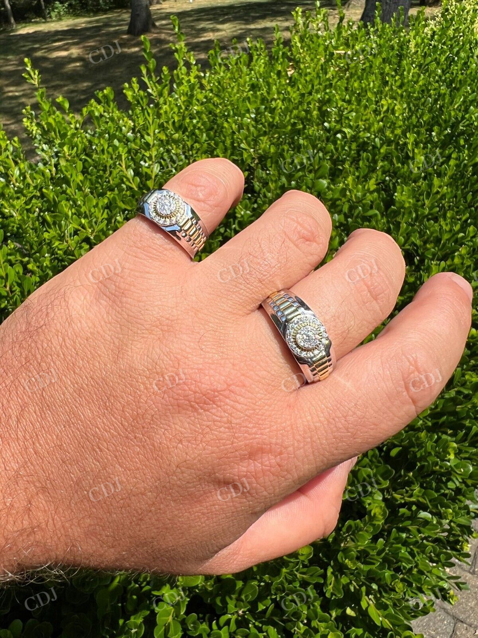 Iced Out Diamond Two Tone Round Cluster Ring  customdiamjewel   