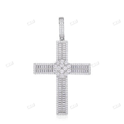 Hip Hop Baguette Moissanite Cross Pendant customdiamjewel