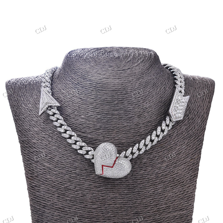 Iced Out Diamond Heart and Arrow BrokenHeart Chain hip hop jewelry CustomDiamJewel