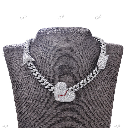Iced Out Diamond Heart and Arrow BrokenHeart Chain hip hop jewelry CustomDiamJewel