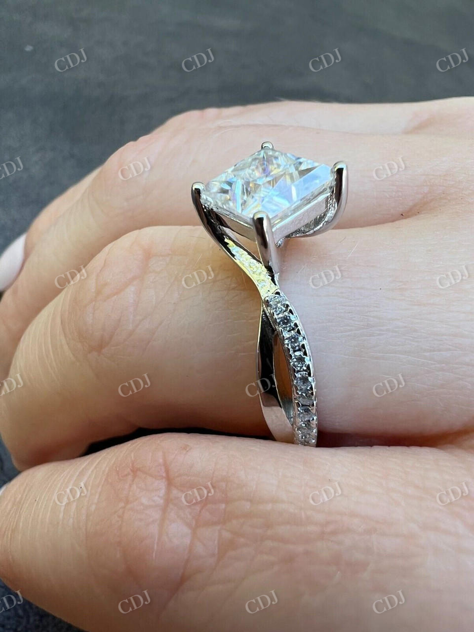 Princess Cut Moissanite Engagement Promise Ring  customdiamjewel   