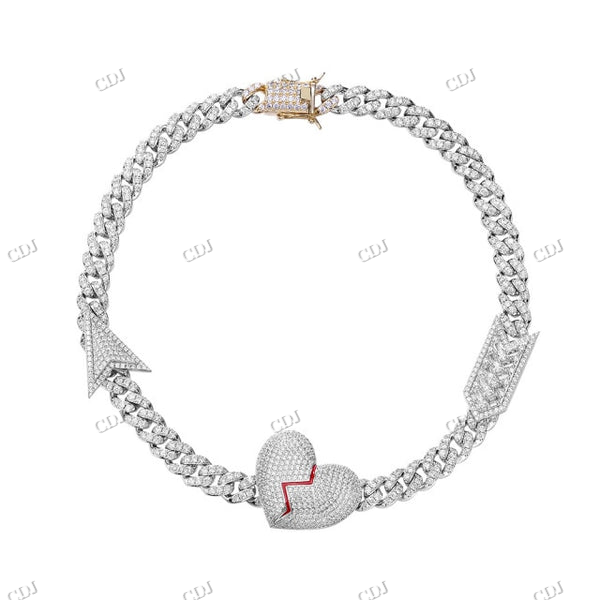 Iced Out Diamond Heart and Arrow BrokenHeart Chain hip hop jewelry CustomDiamJewel