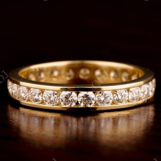 1.68CT Round Cut Natural Diamond Full Eternity Wedding Band  customdiamjewel 10 KT Solid Gold Yellow Gold VVS-EF