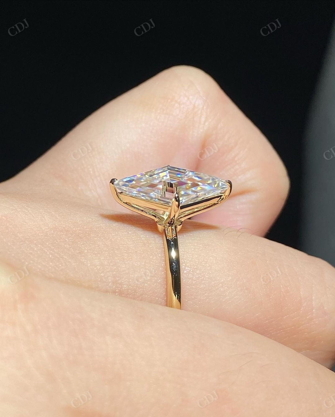 Lab Grown Diamond Lozenge Cut Engagement Ring