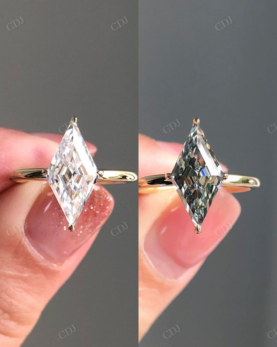 Lab Grown Diamond Lozenge Cut Engagement Ring