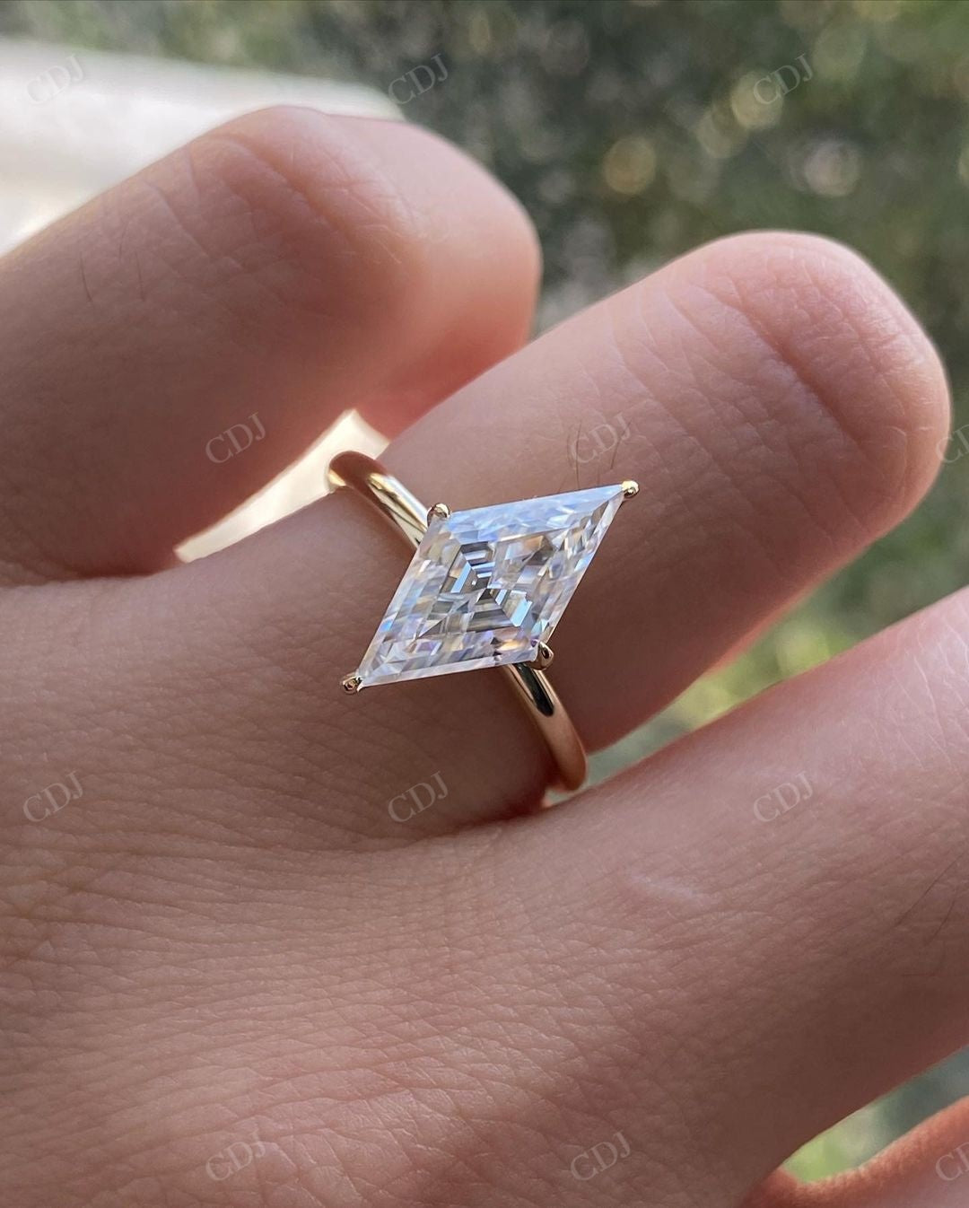 Lab Grown Diamond Lozenge Cut Engagement Ring