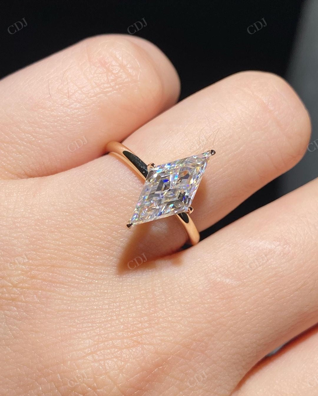 Lab Grown Diamond Lozenge Cut Engagement Ring