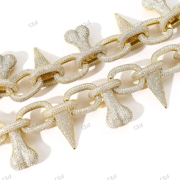 Iced Out Bone & Rivet Silver Chain hip hop jewelry CustomDiamJewel