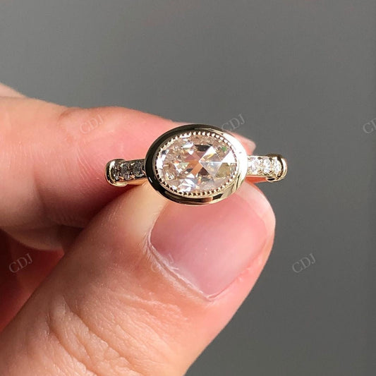 East West Oval Lab Grown Diamond Bezel Ring