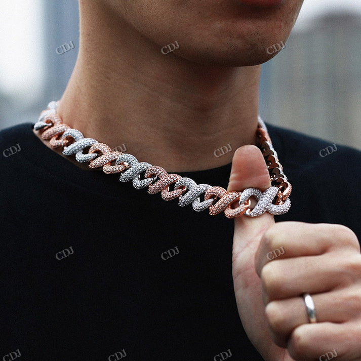 Rose And White Gold Infinity Link Diamond Chain hip hop jewelry CustomDiamJewel