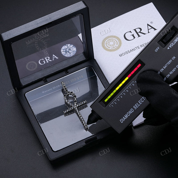 Ankh Cross Black Diamond Pendant For Men customdiamjewel