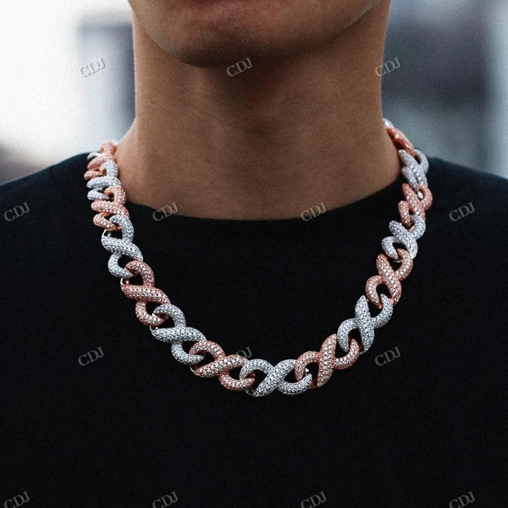 Rose And White Gold Infinity Link Diamond Chain hip hop jewelry CustomDiamJewel