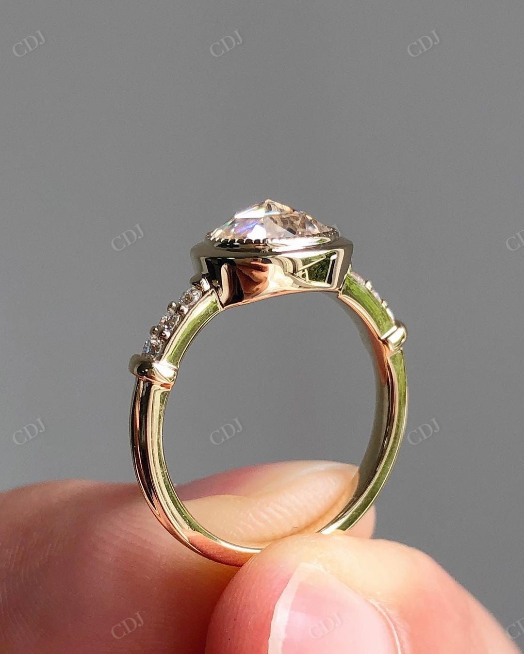 East West Oval Lab Grown Diamond Bezel Ring