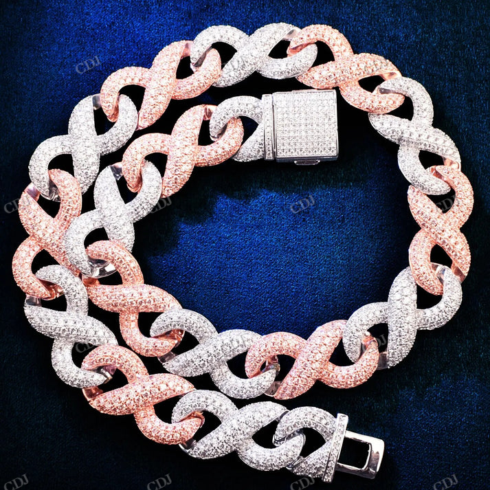 Rose And White Gold Infinity Link Diamond Chain hip hop jewelry CustomDiamJewel