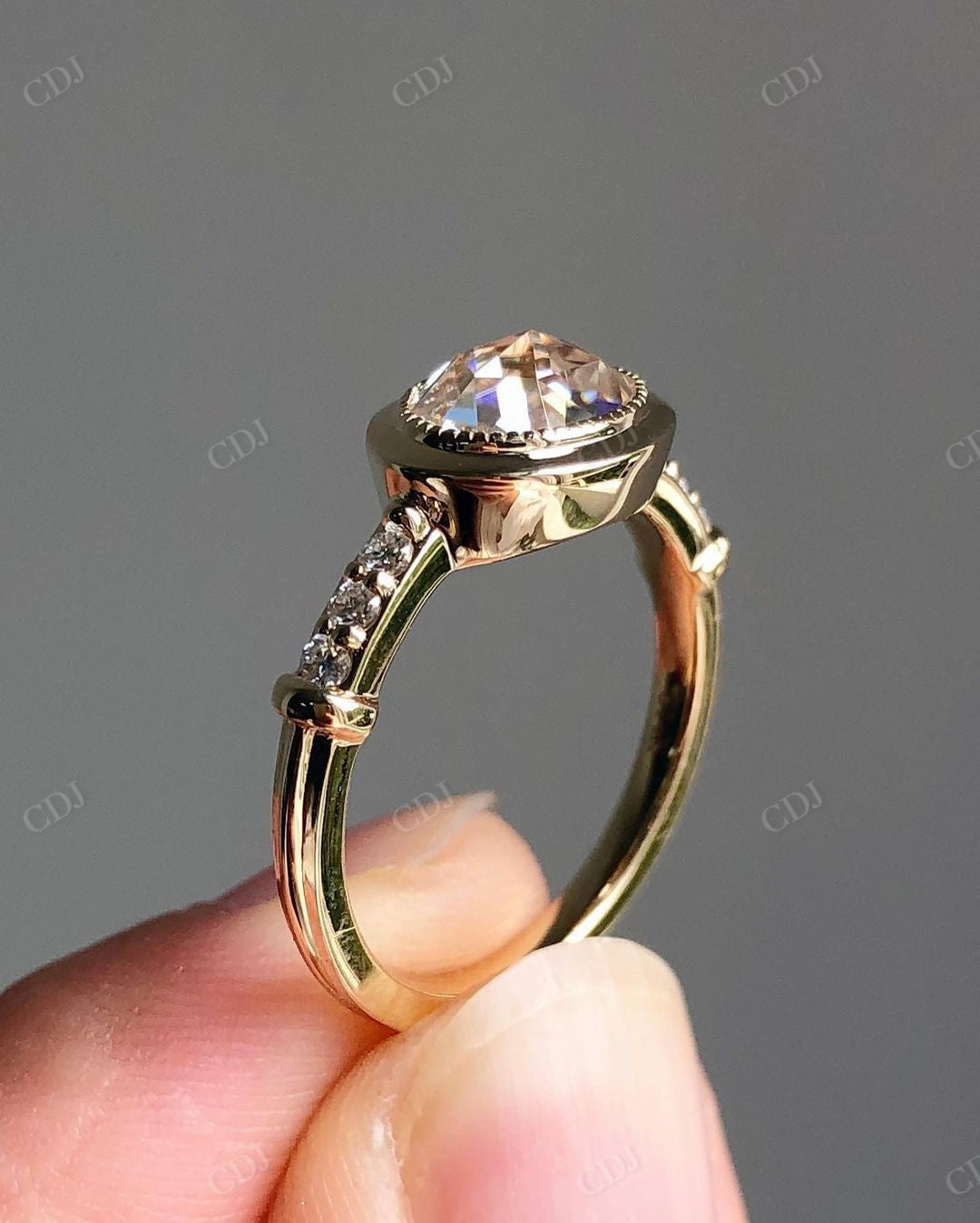 East West Oval Lab Grown Diamond Bezel Ring