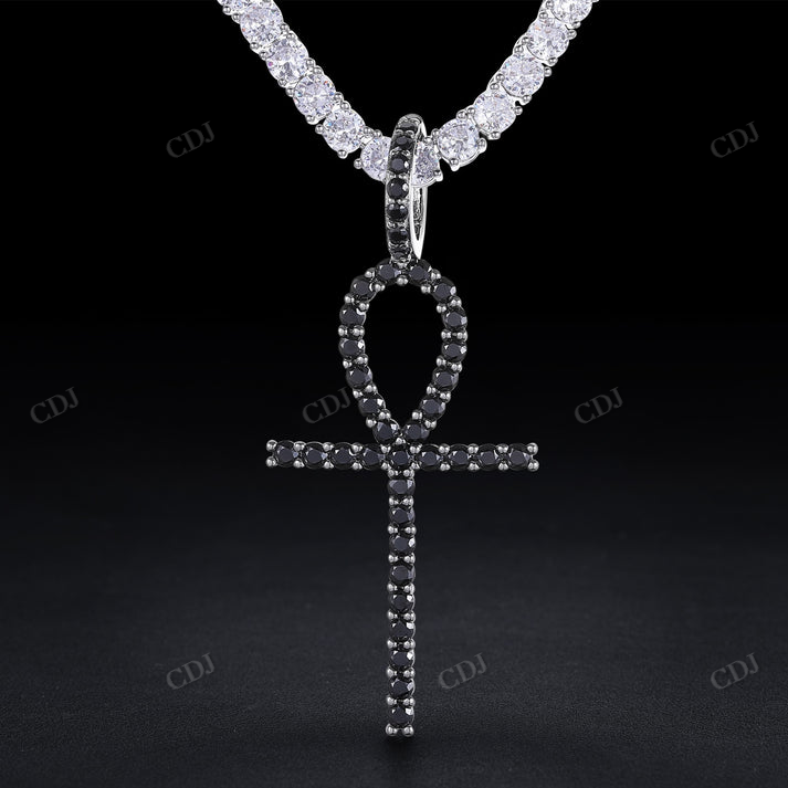 Ankh Cross Black Diamond Pendant For Men customdiamjewel