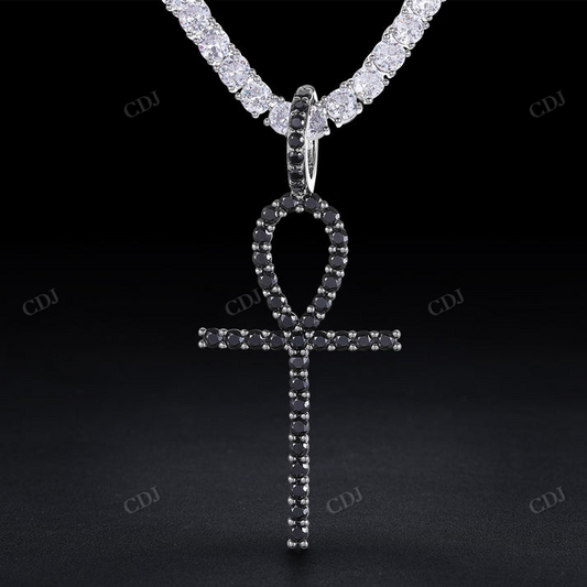 Ankh Cross Black Diamond Pendant For Men customdiamjewel