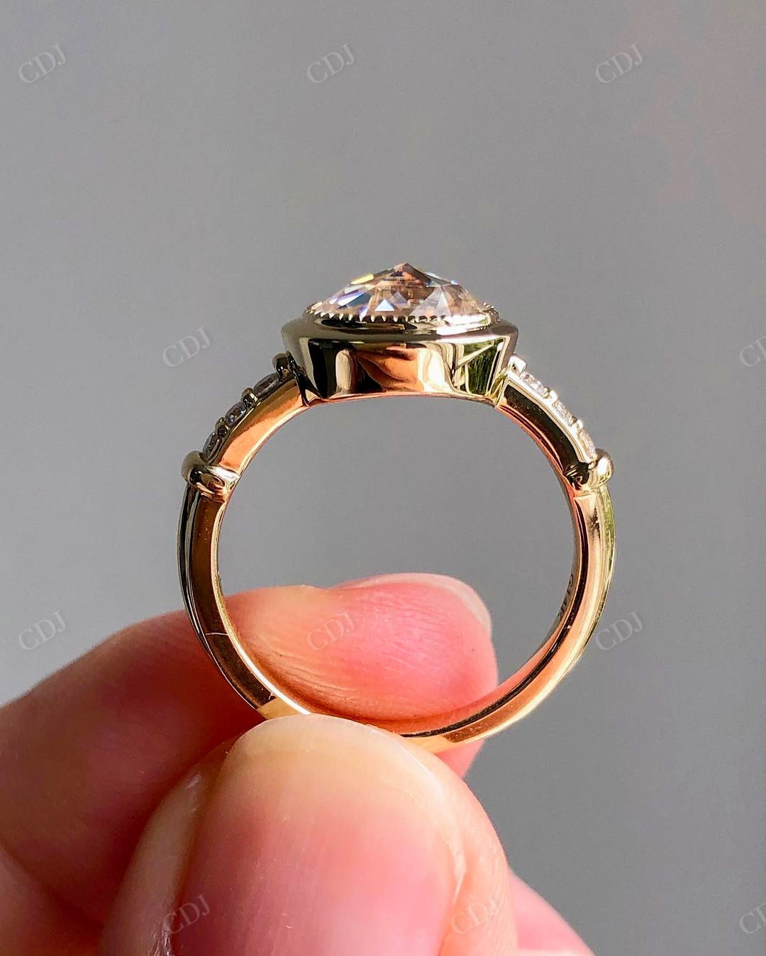East West Oval Lab Grown Diamond Bezel Ring