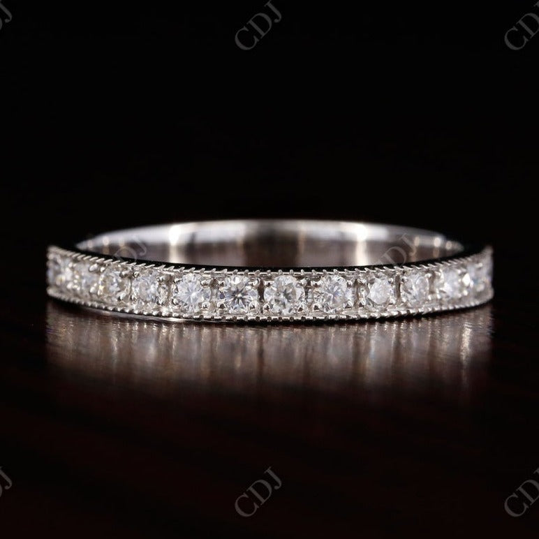 0.33CT Round Cut Real Diamond Half Eternity Wedding Band  customdiamjewel 10 KT Solid Gold White Gold VVS-EF
