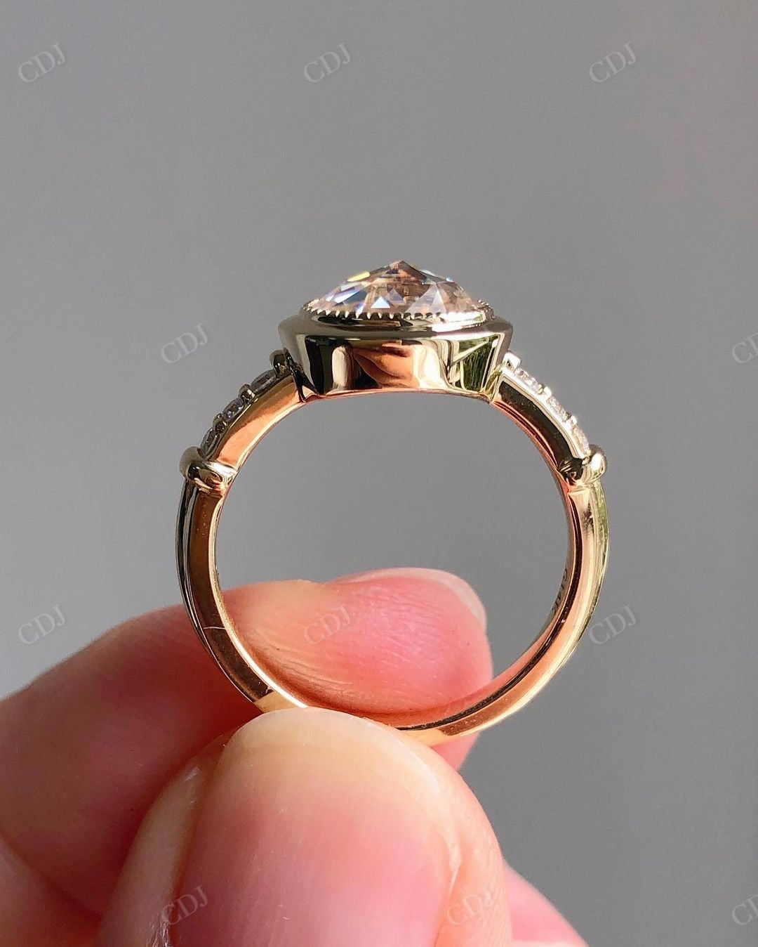 East West Oval Lab Grown Diamond Bezel Ring