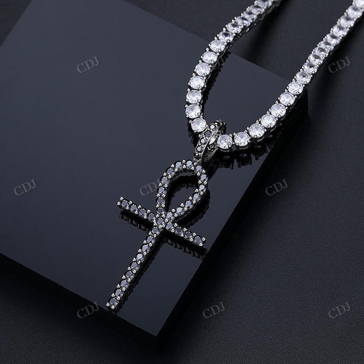 Ankh Cross Black Diamond Pendant For Men customdiamjewel