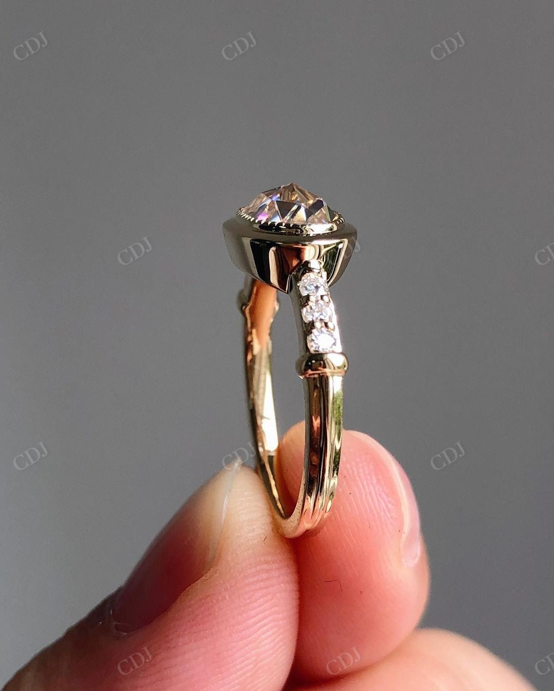 East West Oval Lab Grown Diamond Bezel Ring