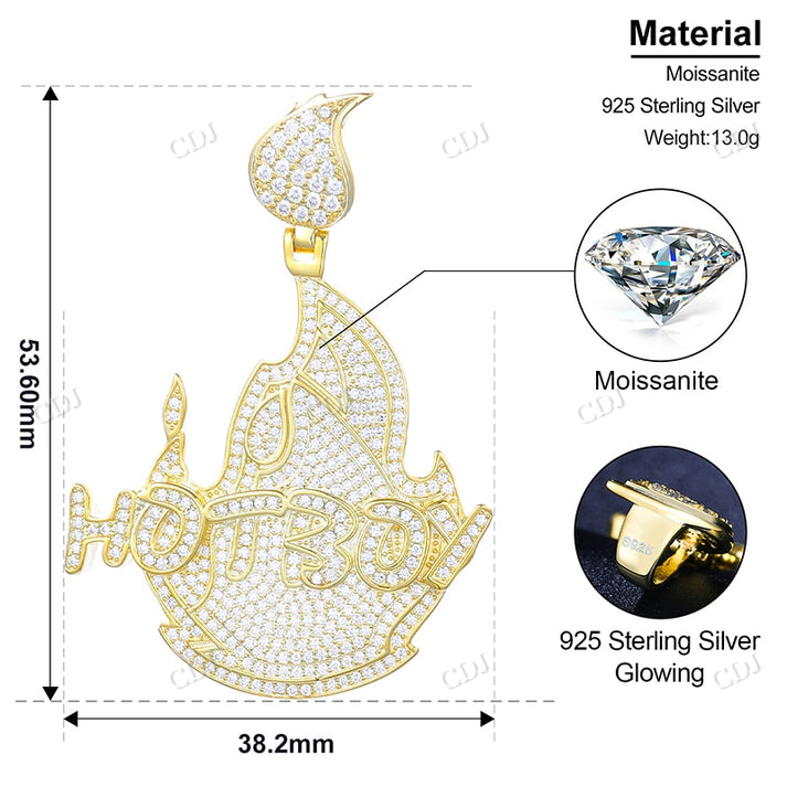 925 Sterling Silver Custom Hip Hop Moissanite Diamond Pendant customdiamjewel