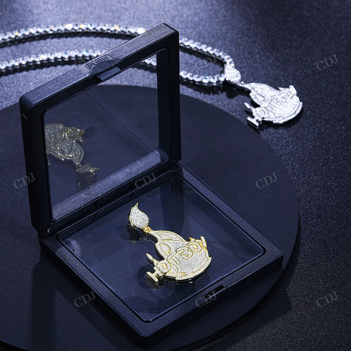 925 Sterling Silver Custom Hip Hop Moissanite Diamond Pendant customdiamjewel
