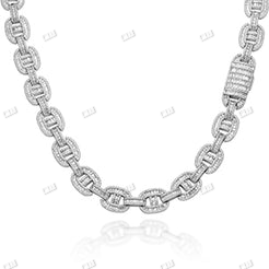15MM Baguette Diamond Mariner Link Gold Chain hip hop jewelry CustomDiamJewel