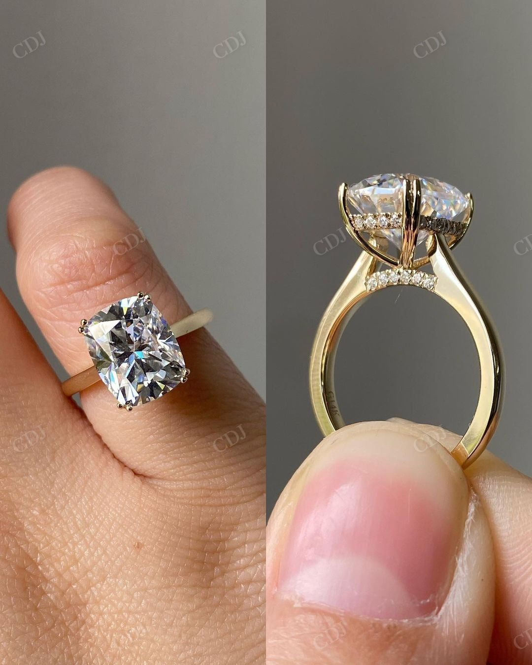 Elongated Cushion Cut Lab Grown Diamond Ring