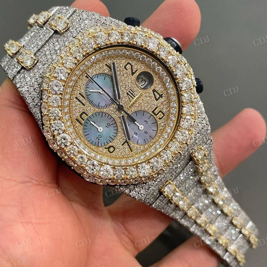 Two Tone AP Fully Diamond Iced Out Moissanite Crono Watch customdiamjewel