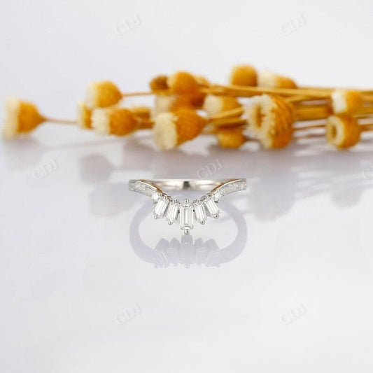 0.33CTW Baguette Diamond Art Deco Curved Wedding Band  customdiamjewel   