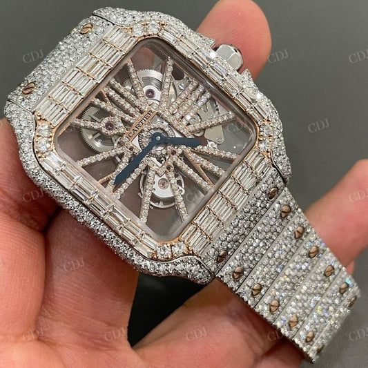 Cartier Skeleton Diamond Custom Moissanite Watch customdiamjewel