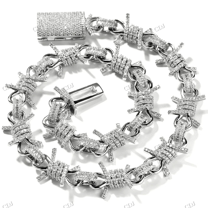 19mm Barbed Wire Link Moissanite 18K Gold Cuban Chain hip hop jewelry CustomDiamJewel