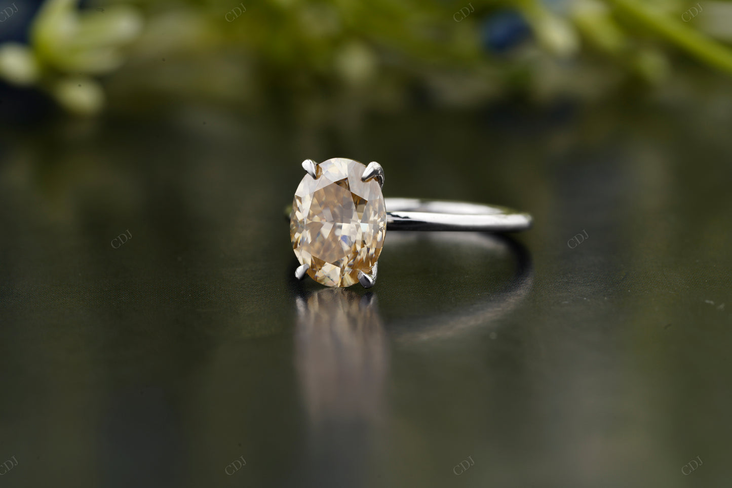 Champagne Oval Moissanite Diamond Ring
