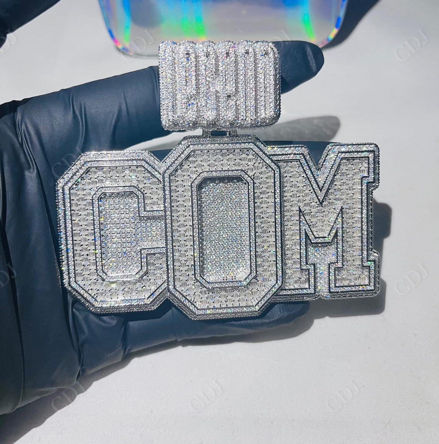 Lab Grown White Gold Beautiful Letter Pendant hip hop jewelry CustomDiamJewel   