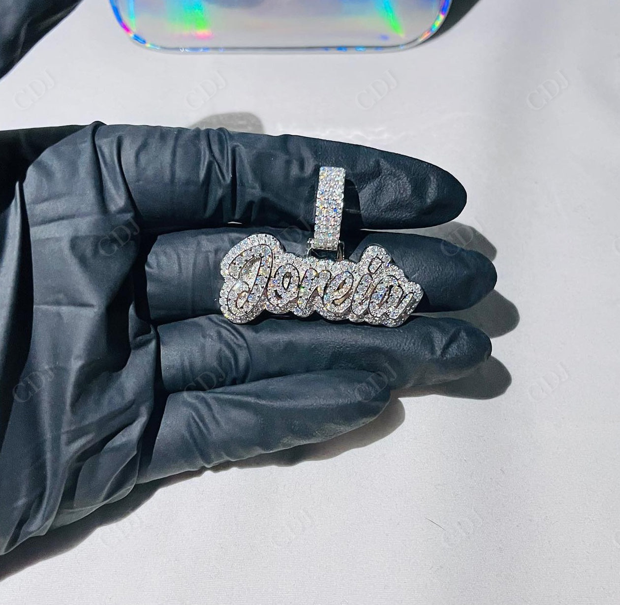 Lab Grown White Gold Beautiful Letter Pendant hip hop jewelry CustomDiamJewel   