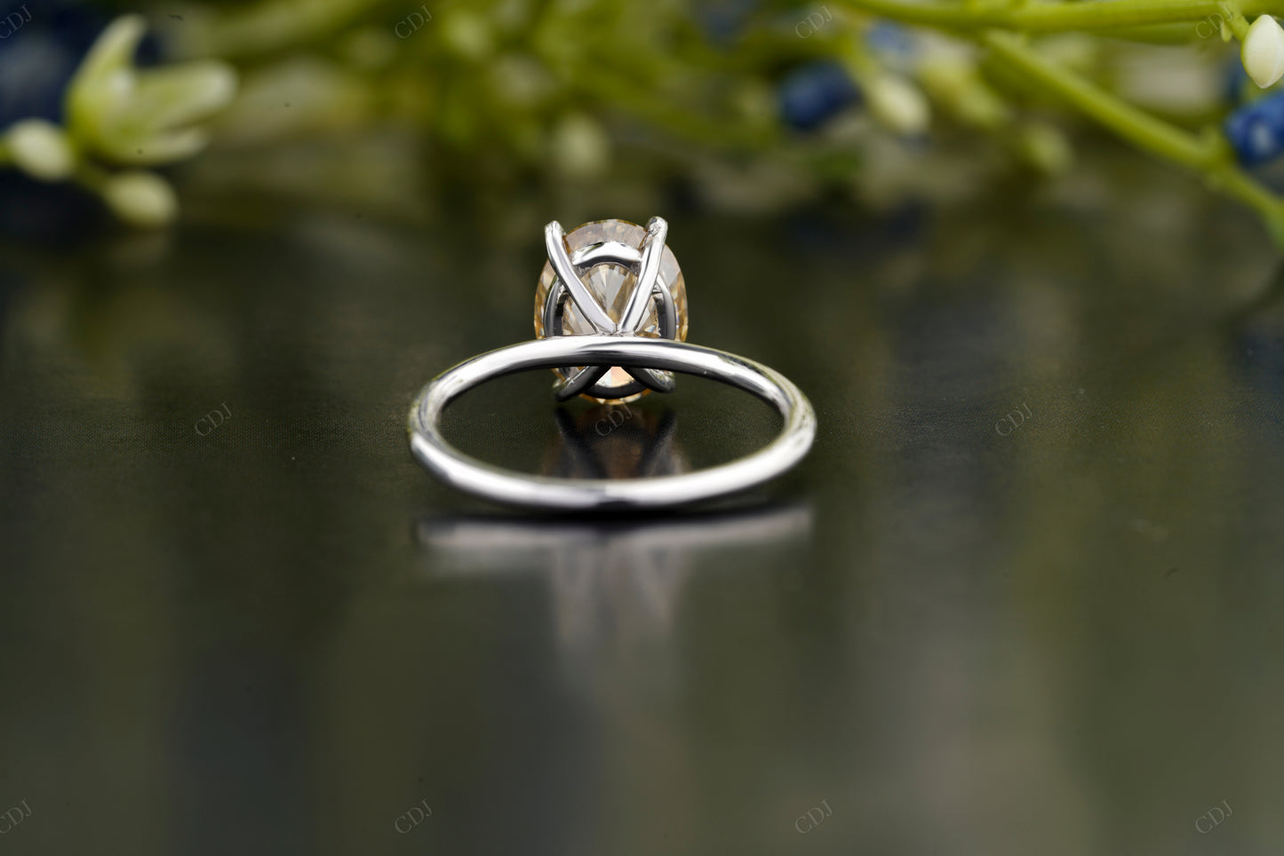 Champagne Oval Moissanite Diamond Ring