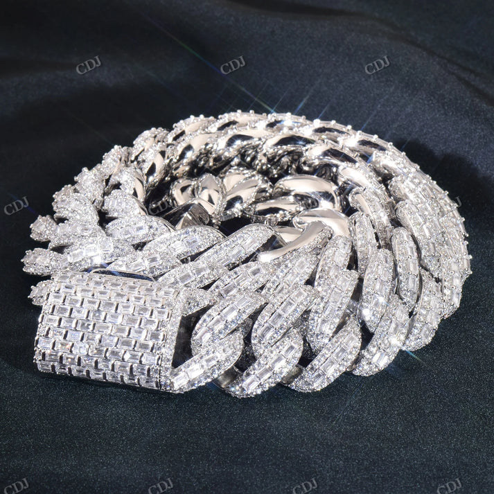 20mm Clustered Baguette Diamond Cuban Link Chain hip hop jewelry CustomDiamJewel