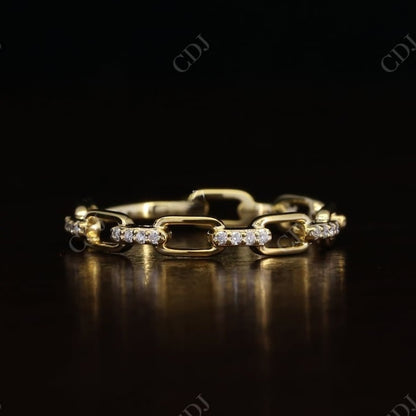 0.15CT Round Real Diamond Open Link Chain Wedding Band  customdiamjewel 10 KT Solid Gold Yellow Gold VVS-EF