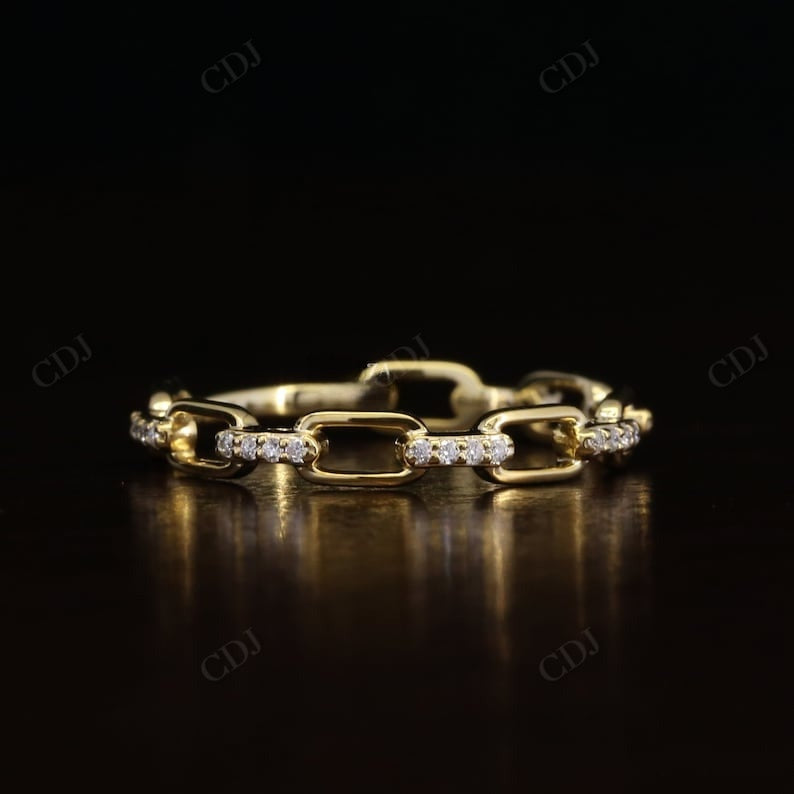0.15Carat Open Link chain lab grown Wedding band  customdiamjewel 10KT Yellow Gold VVS-EF