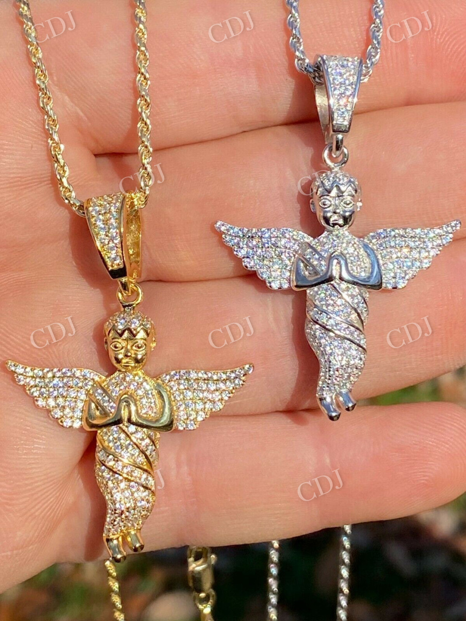 Angel Hip Hop Pendant Iced Diamond Gold Pendant  customdiamjewel   