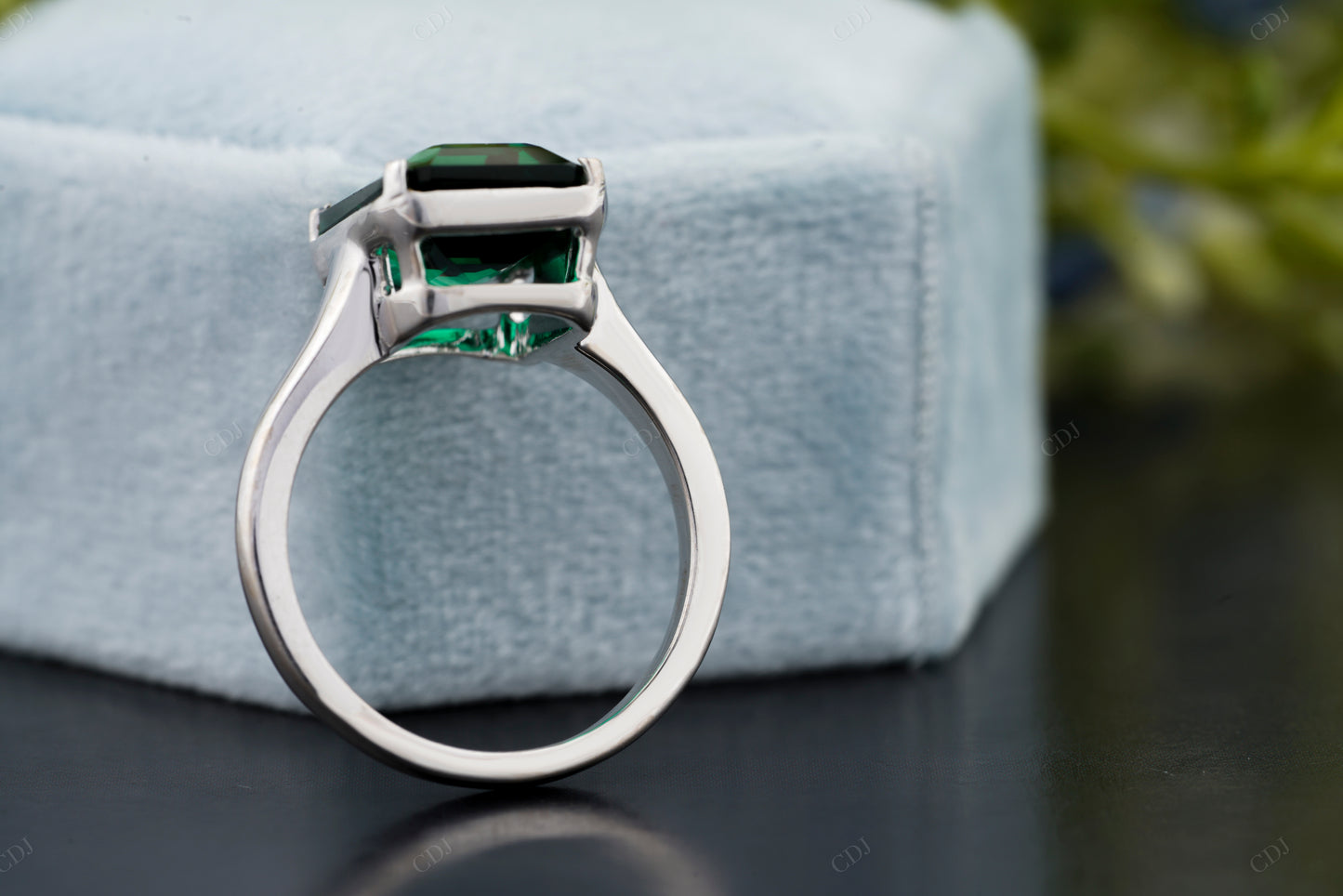 Emerald Green Moissanite Gemstone Ring
