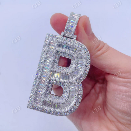 Capital Letter B Initial Baguette Diamond Pendant  customdiamjewel   
