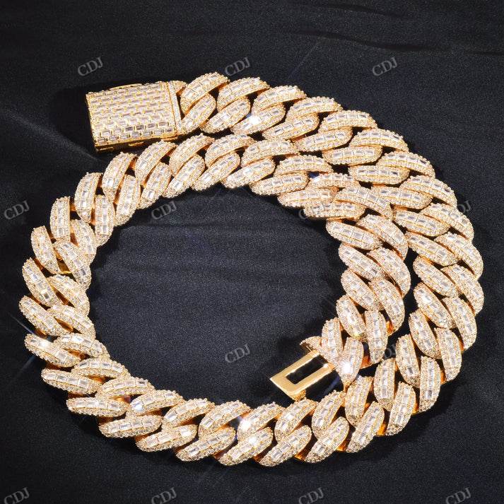 20mm Clustered Baguette Diamond Cuban Link Chain hip hop jewelry CustomDiamJewel