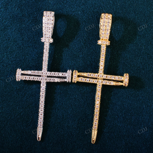 Moissanite Small Nail Cross Diamond Pendant customdiamjewel