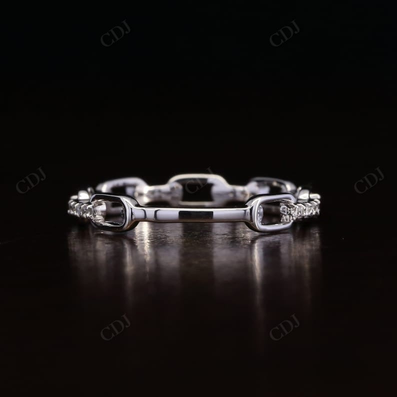 0.15Carat Open Link chain lab grown Wedding band  customdiamjewel 10KT White Gold VVS-EF