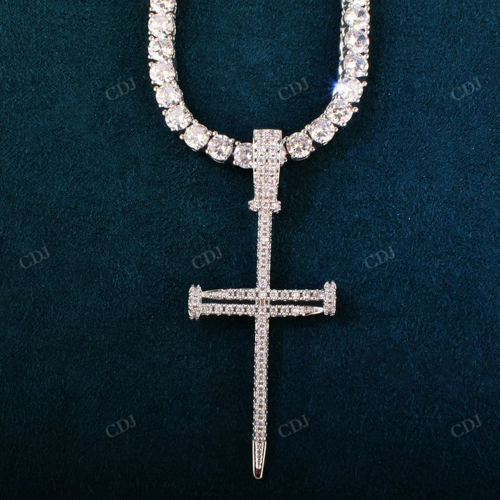 Moissanite Small Nail Cross Diamond Pendant customdiamjewel